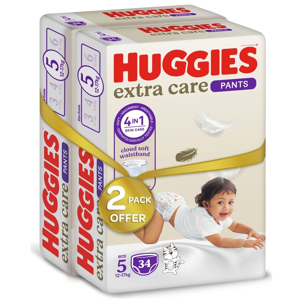 Huggies - Extra Care Culottes, Size 5, 12-17 kg, Mega Pack, 68 Diaper Pants