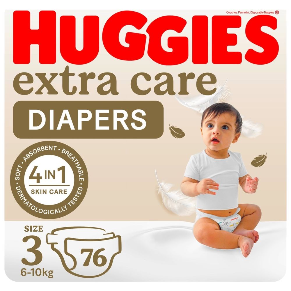 Huggies - Extra Care, Size 3, 6-10 kg, Jumbo Pack, 76 Diapers