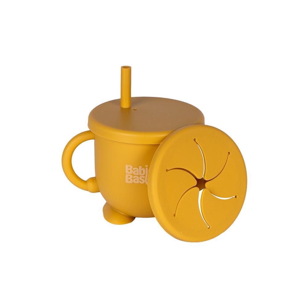 Babies Basic - 2-In-1 Silicone Cup With Straw Or A Snack Cup - Yellow