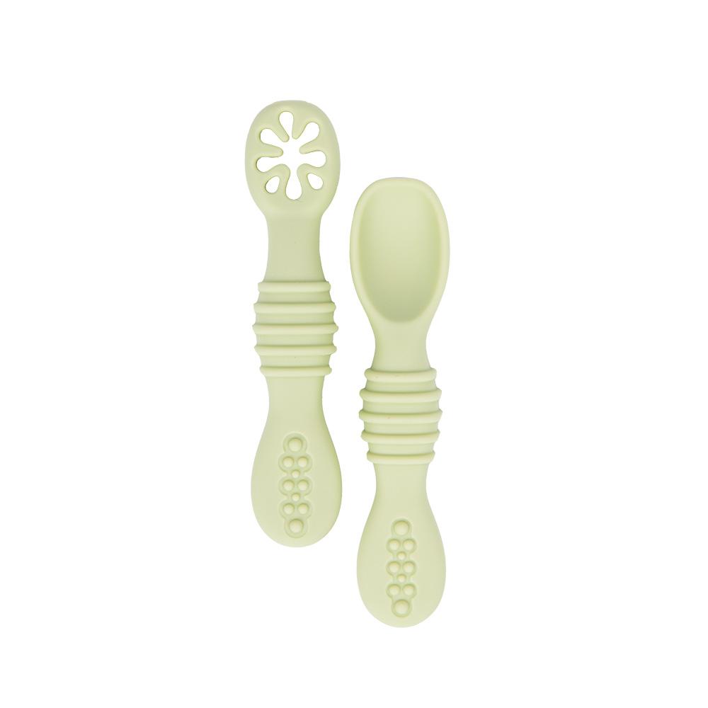 Babies Basic First Stage Silicone Training Spoon With Masher- Mint