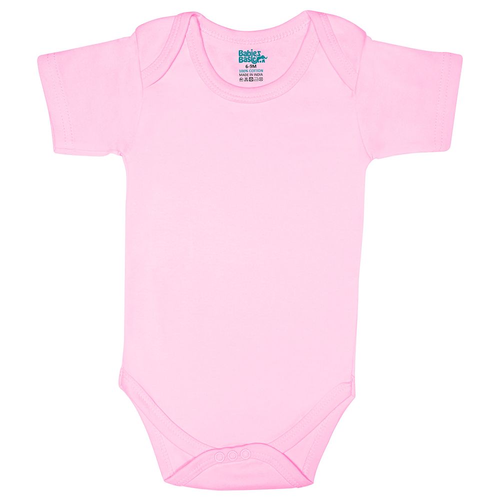 Babies Basic - 3pc-Set - Short Sleeves Bodysuit - Pink/Lemon