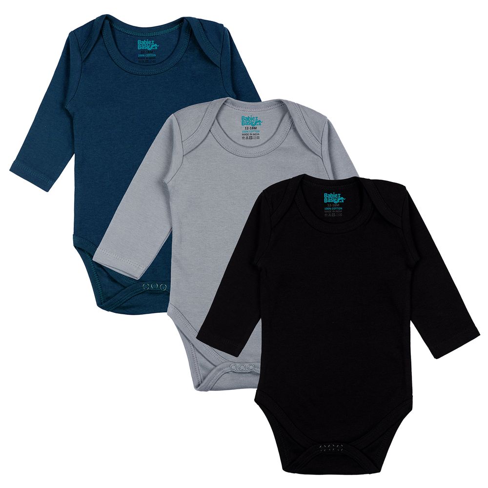 Babies Basic - 3pc-Set - Long Sleeves Bodysuit - Black/Navy