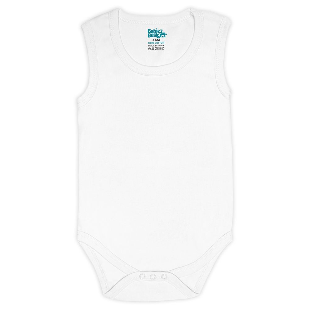 Babies Basic - 3pc-Set - Cotton Sleeveless Bodysuit - White