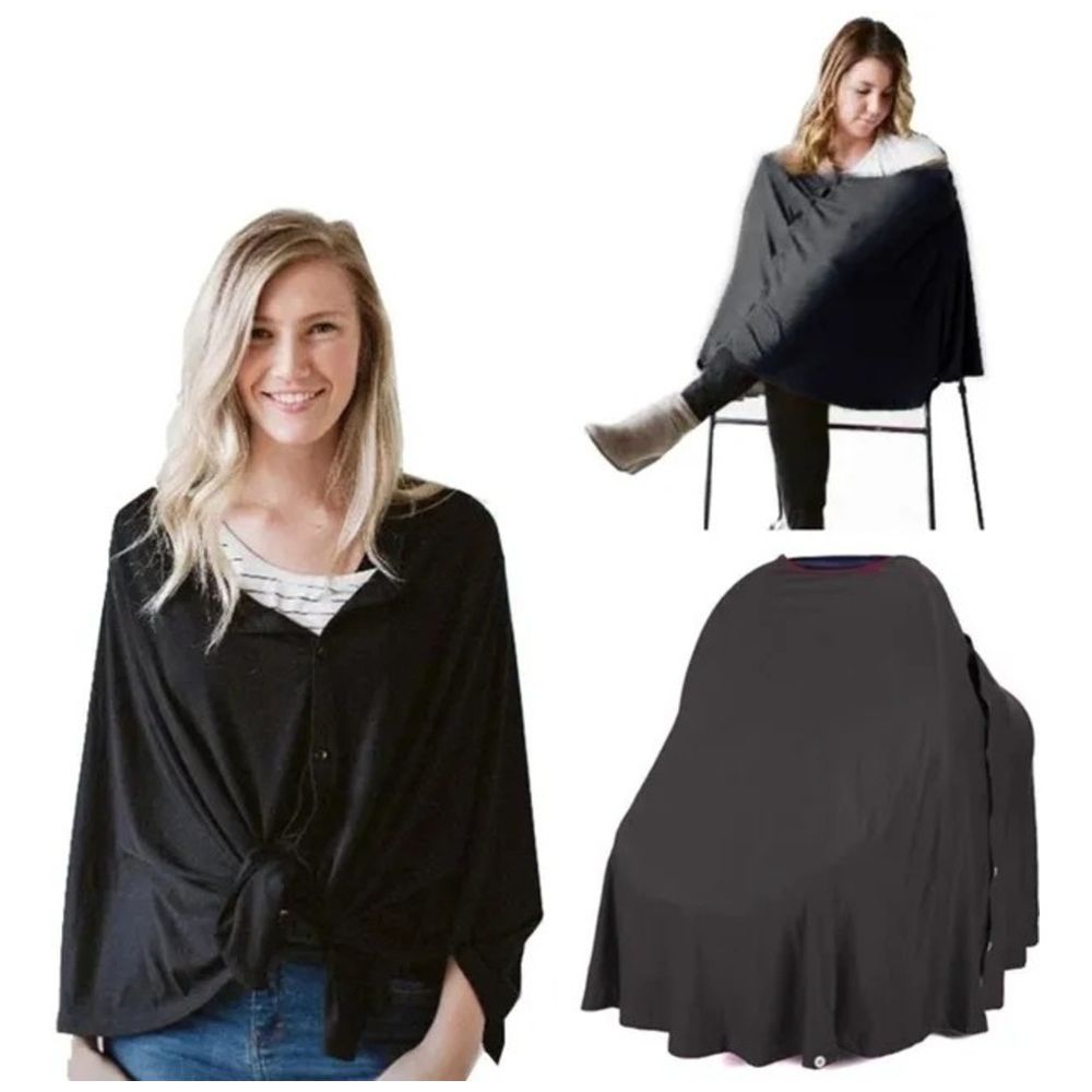 Blooming Blossom - Multi-Use Nursing Cover Poncho And Car Seat Canopy - Black