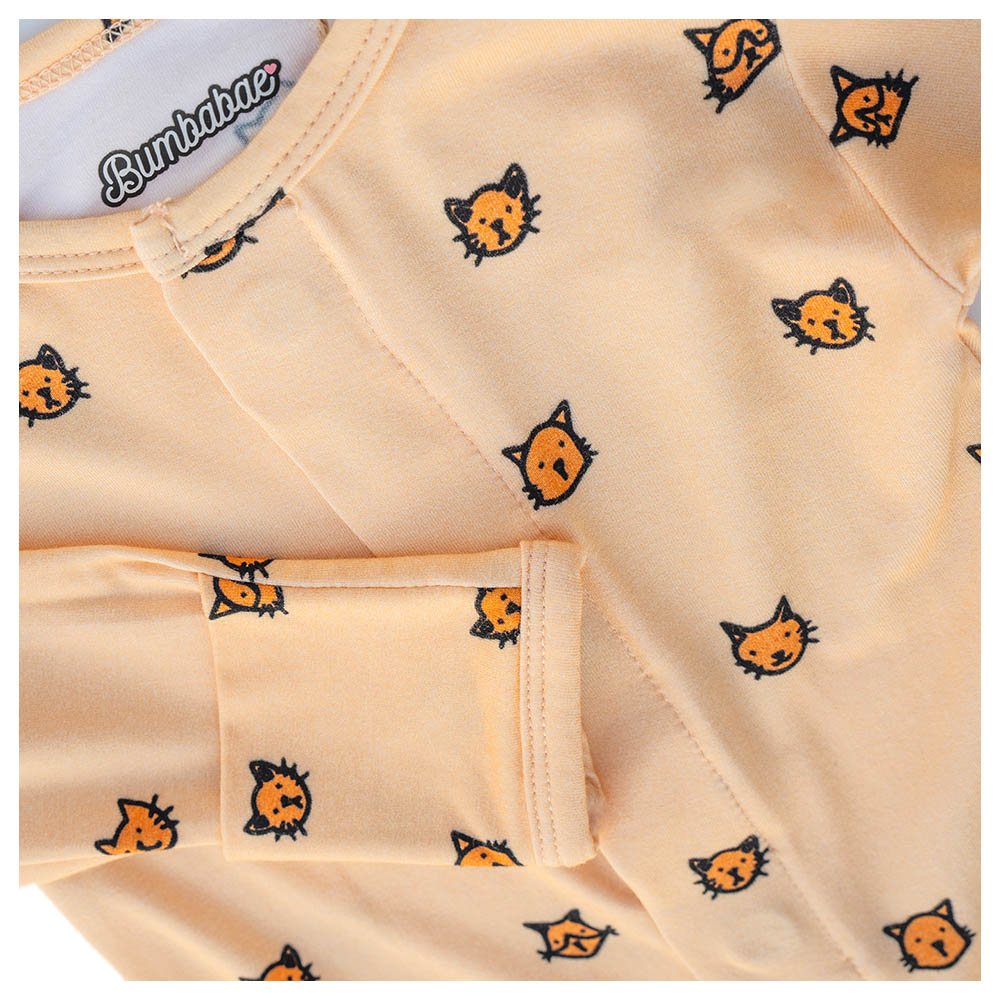 Bumbabae - Magnetic Clasp Sleepsuit - Ginger Cat