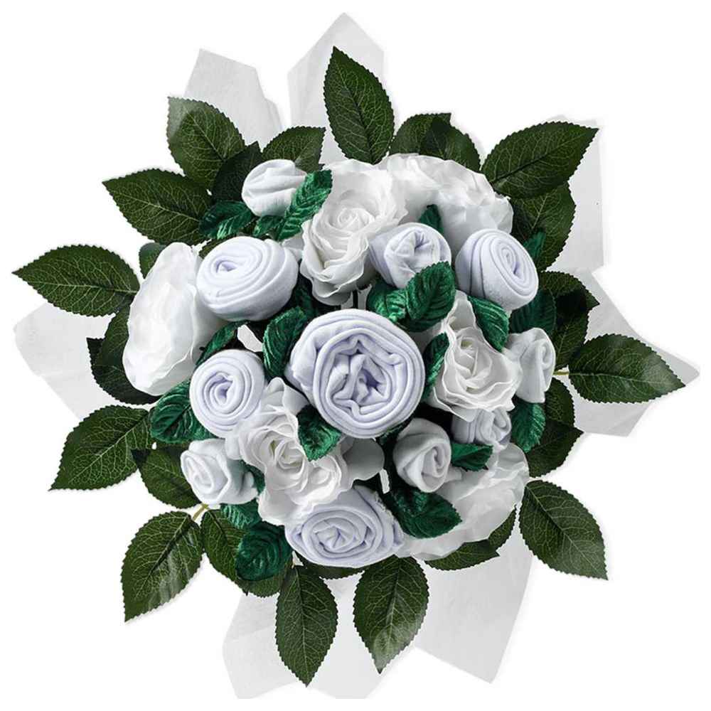 Babyblooms - Luxury Rose Baby Clothes Bouquet - White