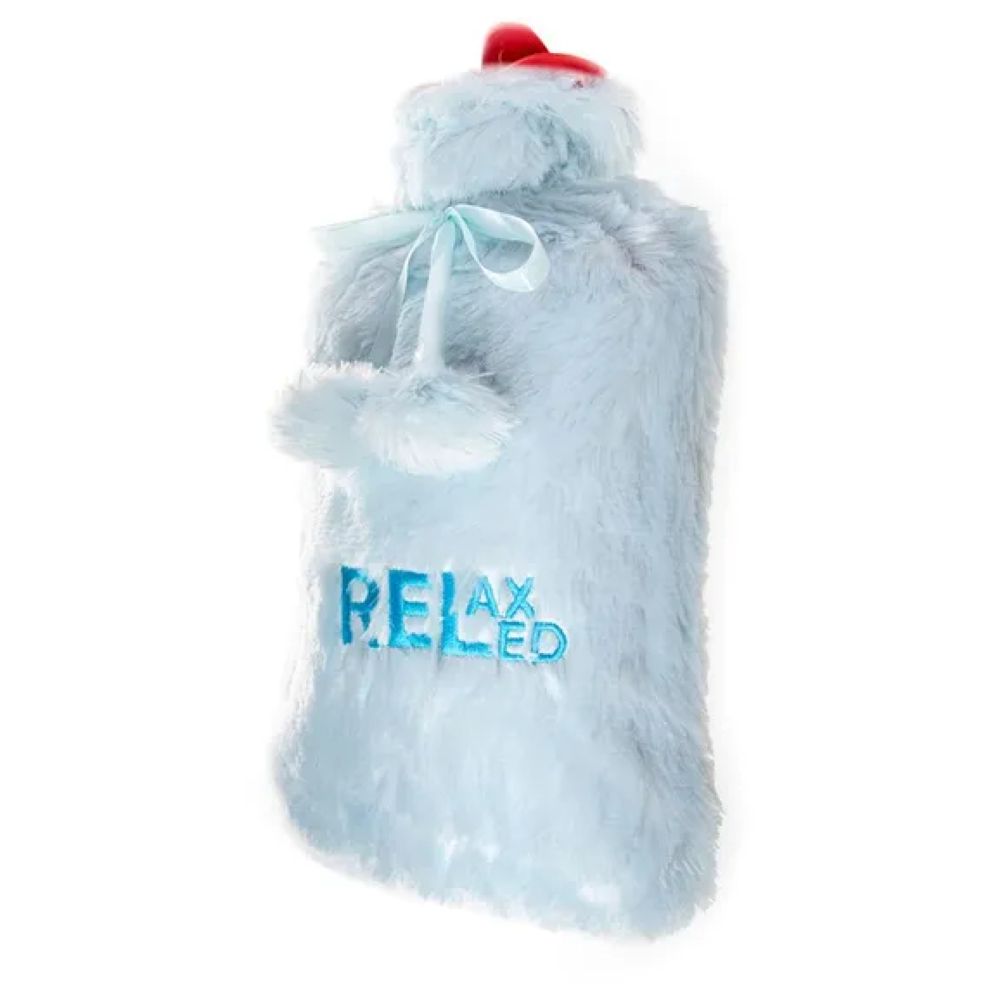 Biggdesign - Relaxed Hot Water Bottle With Soft Plush Cover - 2L - Blue
