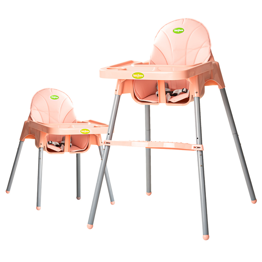 Baybee - 2-In-1 Baby High Chair With Adjustable Height - Pink