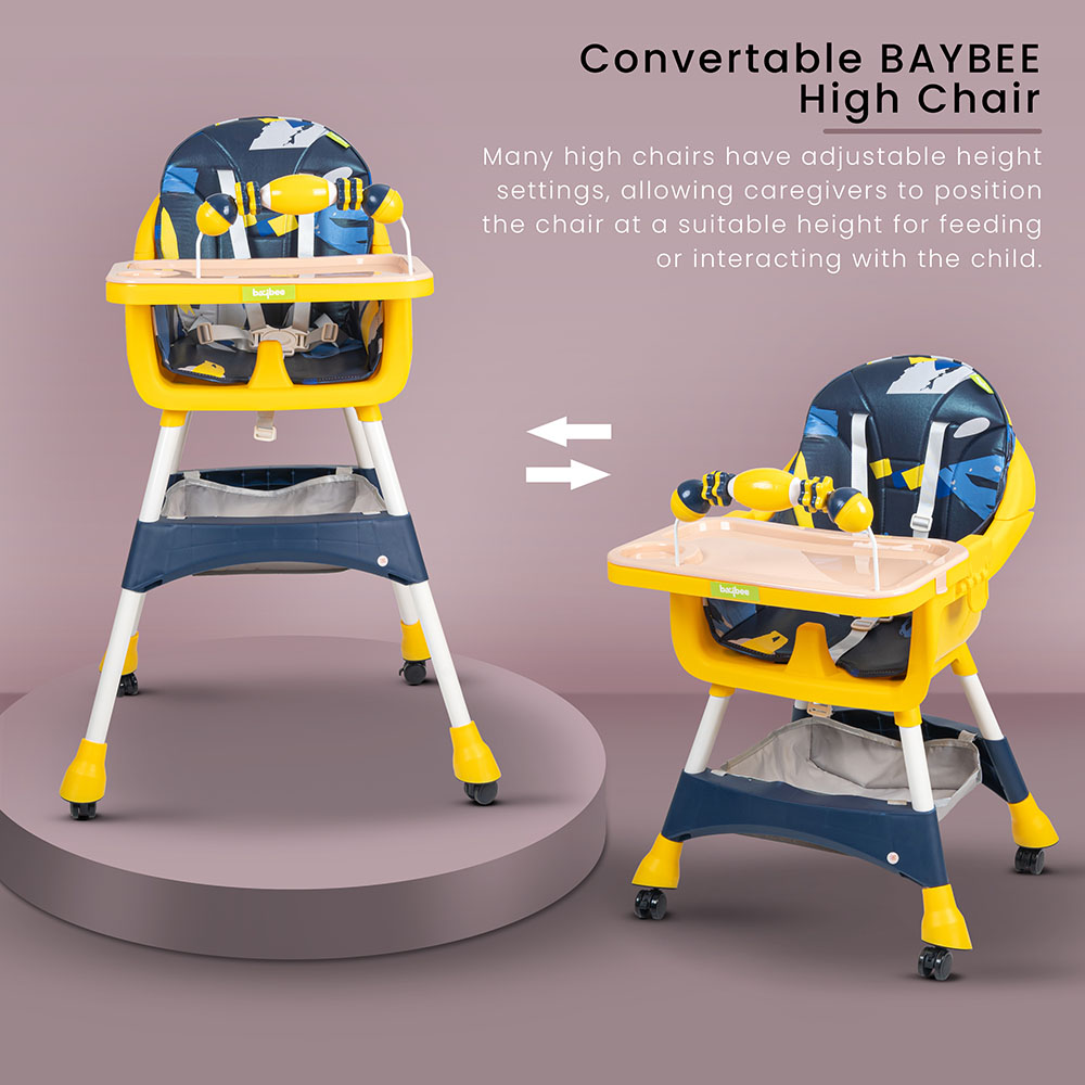 Baybee Auro Convertible Baby High Chair - Blue/Yellow