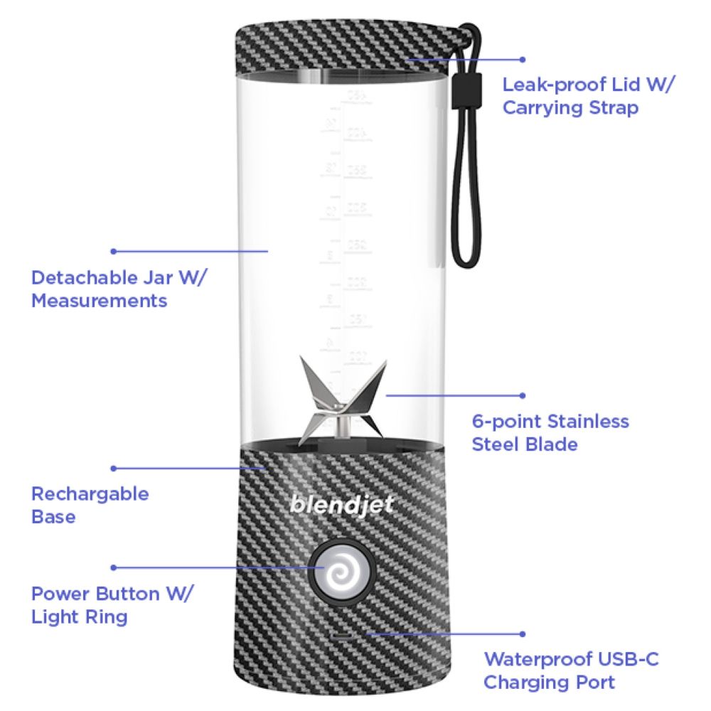 بليند جيت - في2 خلاط محمول - طباعة ألياف الكربون - 475 مل