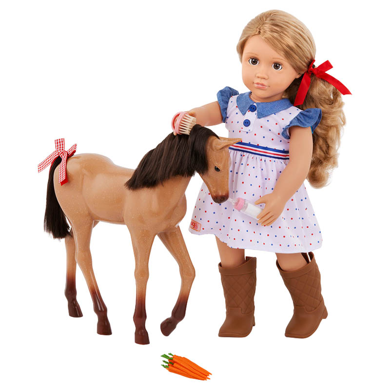 Our Generation - Shelley Equestrian Doll And Foal Set - 11 Pcs