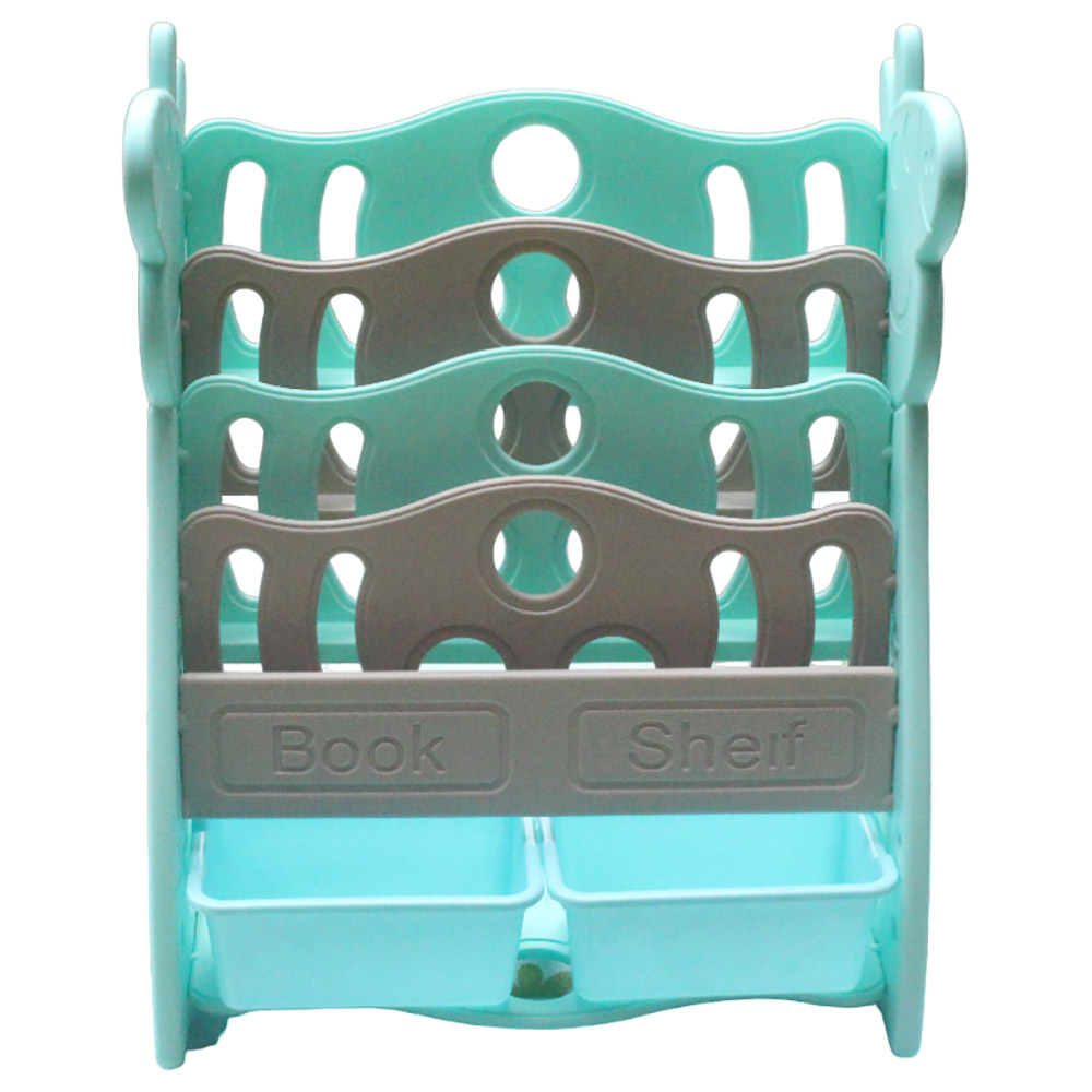 ليتل ليرنرز - رفوف كتب وتخزين الألعاب 2 في 1 - أخضر ورمادي