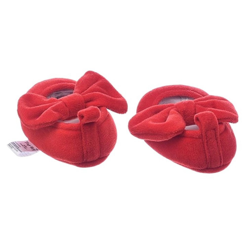 تايني هاغ - حذاء ناعم ودافئ للأطفال مع بندانة - أحمر