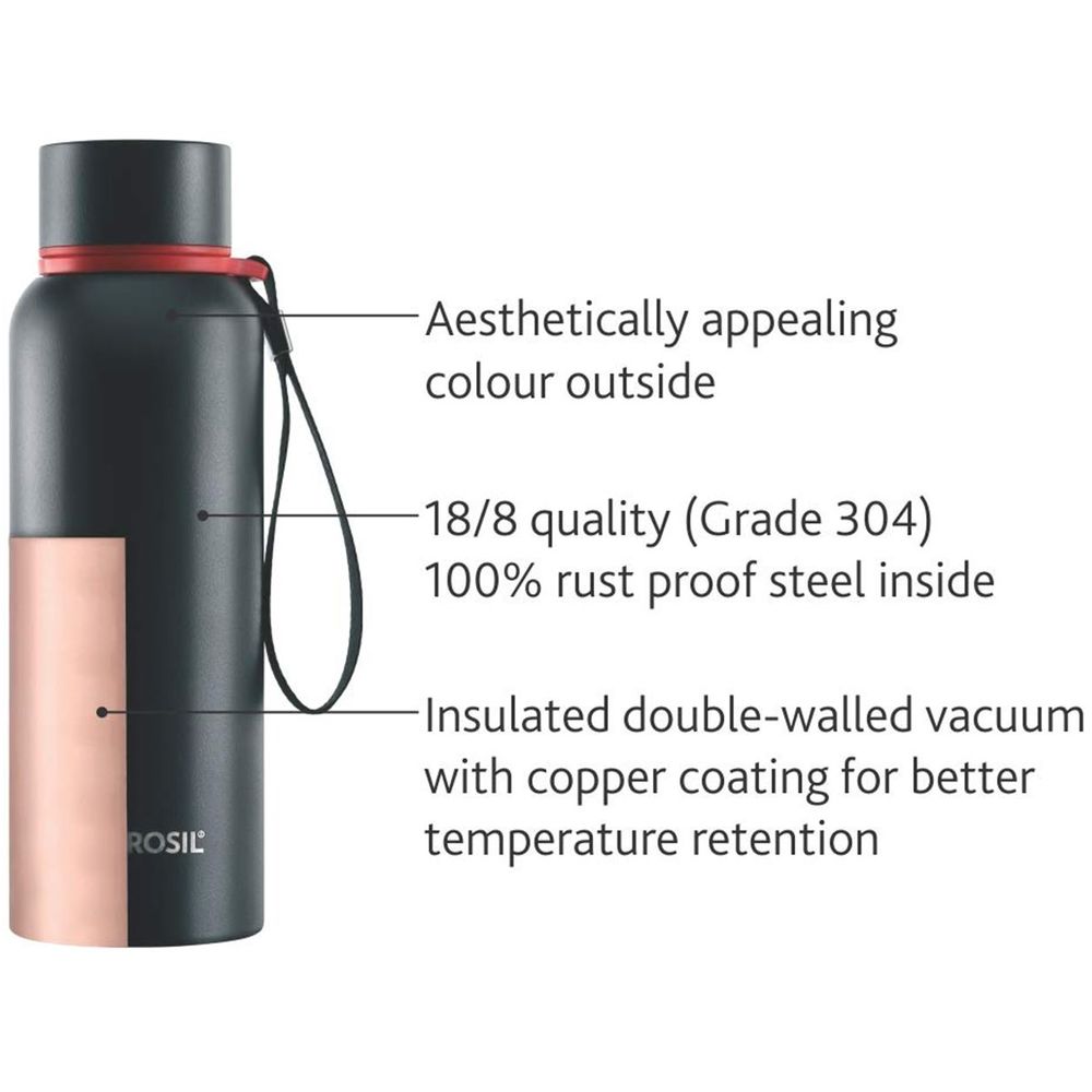 بوروسيل - زمزمية تريك معزولة بالفراغ - أسود - 850 مل