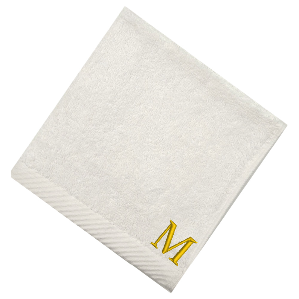 Byft - Letter M Monogrammed Face Towel - 33 x 33 cm - 6pcs - Golden/White