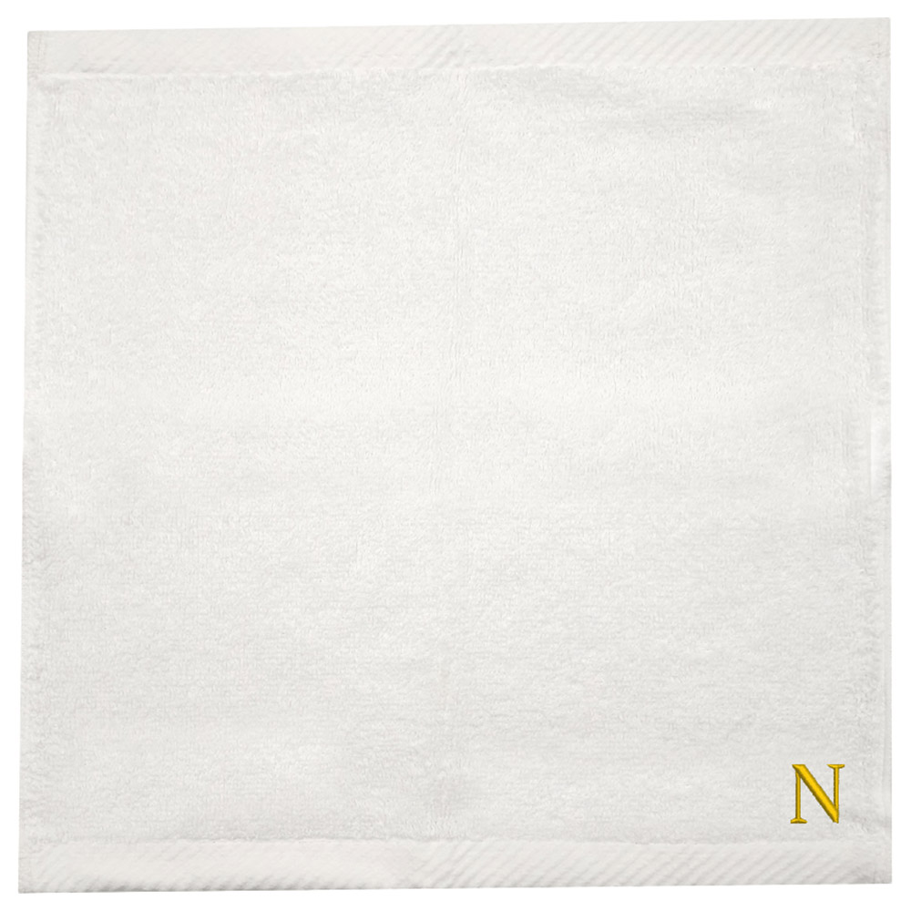 Byft - Letter N Monogrammed Face Towel - 33 x 33 cm - 6pcs - Golden/White