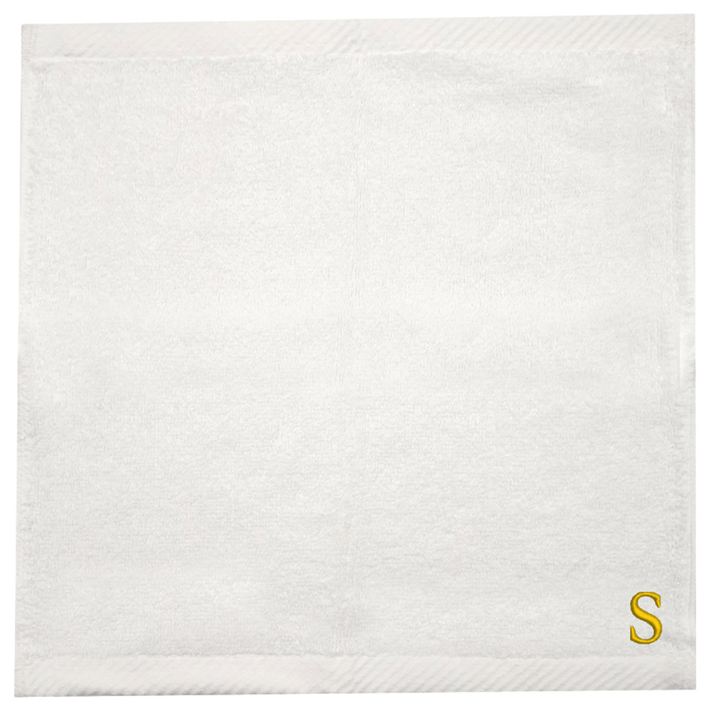 بي واي أف تي - منشفة وجه بحرف S - 33×33 سم - ذهبي/أبيض - عدد 6 
