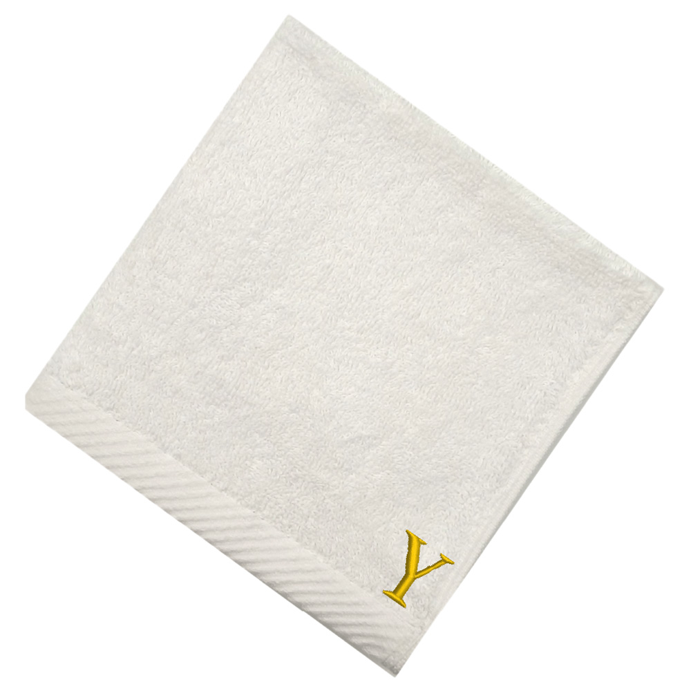 Byft - Letter Y Monogrammed Face Towel - 33 x 33 cm - 6pcs - Golden/White