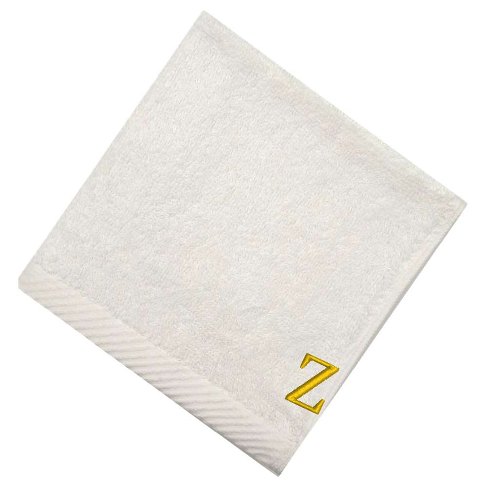 Byft - Letter Z Monogrammed Face Towel - 33 x 33 cm - 6pcs - Golden/White