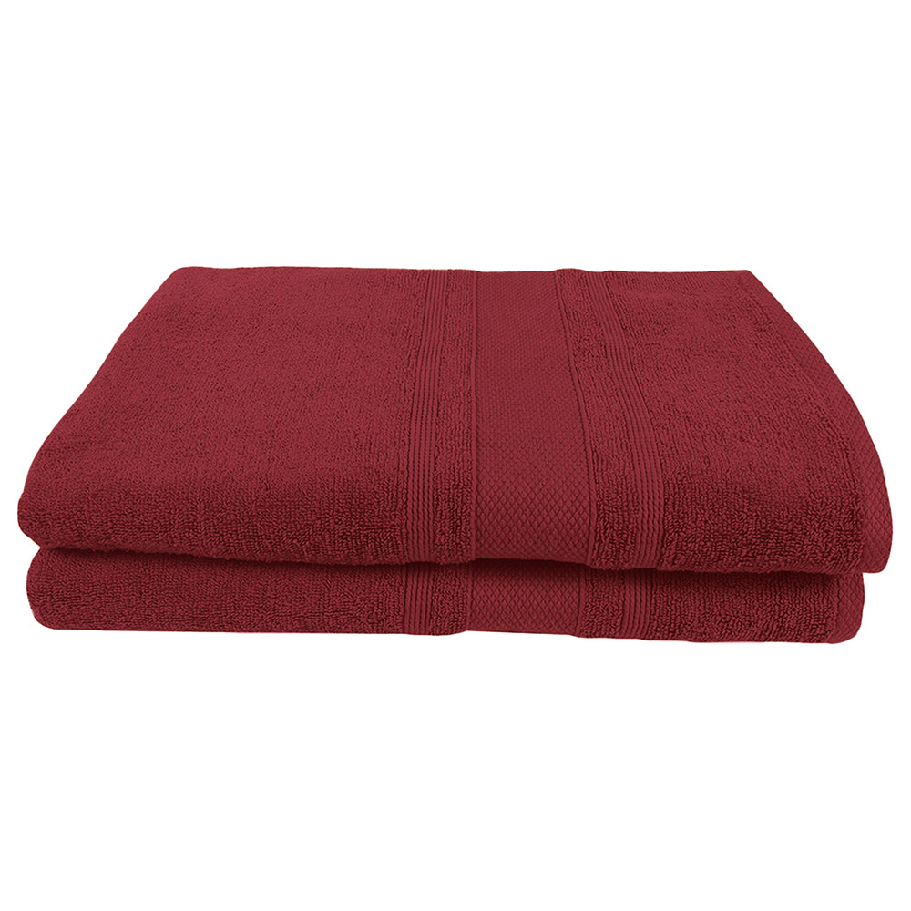 BYFT - Home Castle Premium Bath Towel - Maroon - 70 x 140cm - Pack of 2
