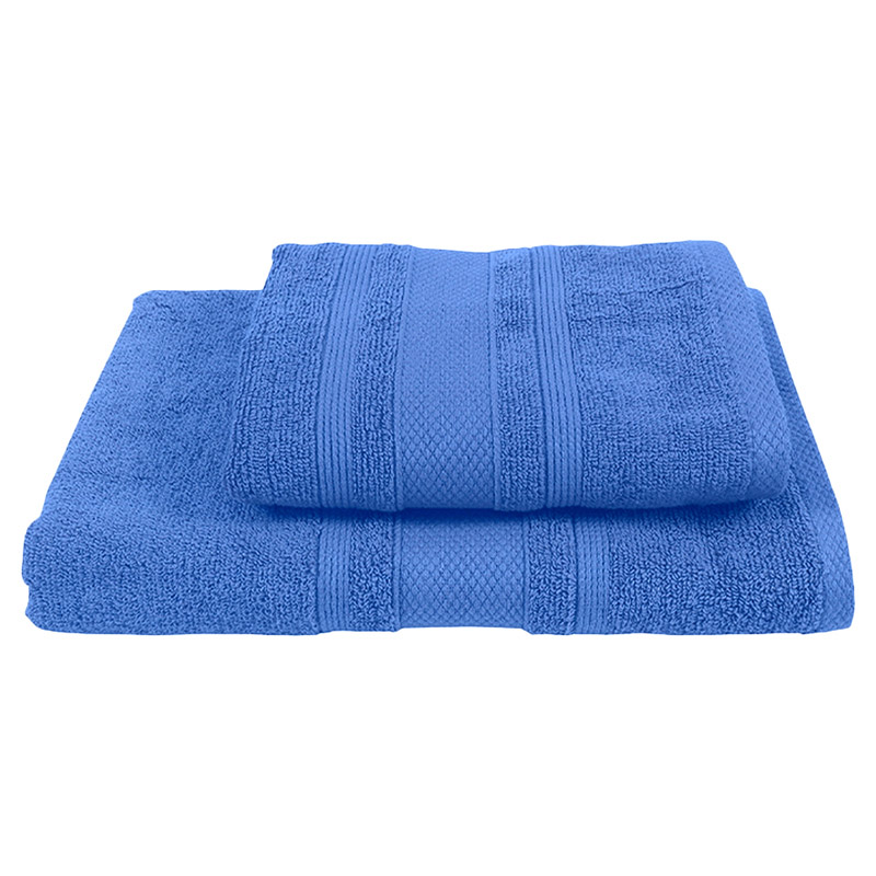 بي واي أف تي - منشفة يد منزلية كاسل ومنشفة حمام - أزرق - عدد 2