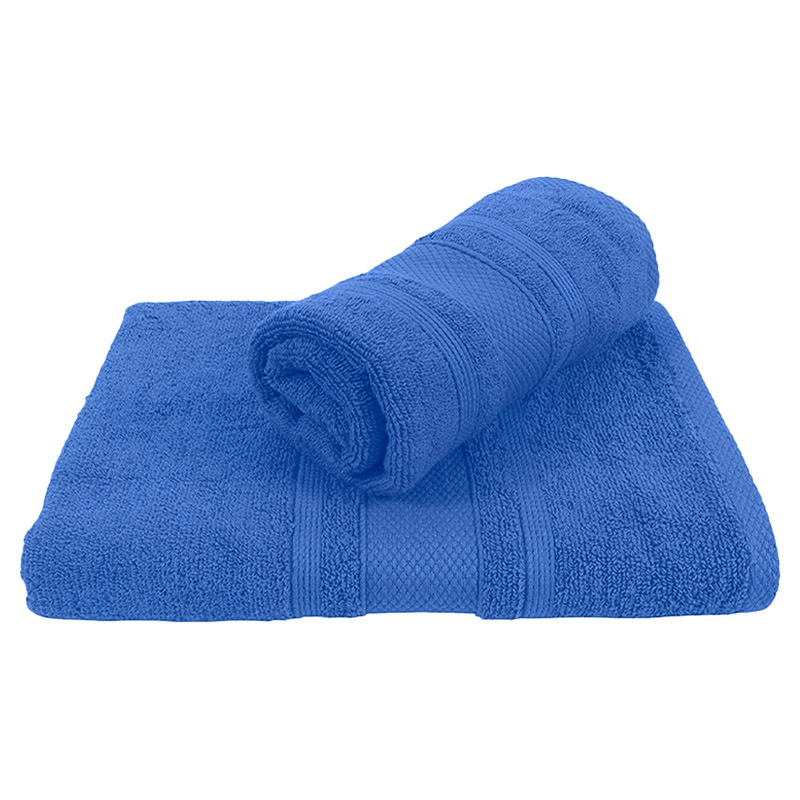 بي واي أف تي - منشفة يد منزلية كاسل ومنشفة حمام - أزرق - عدد 2