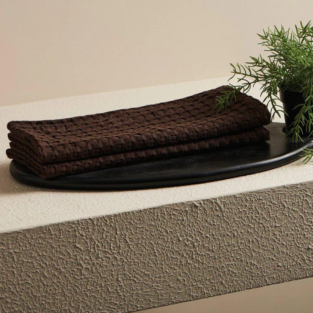 BYFT - Orchard Waffle Kitchen Towel - Dark Brown - 50x70 cm - 3pcs