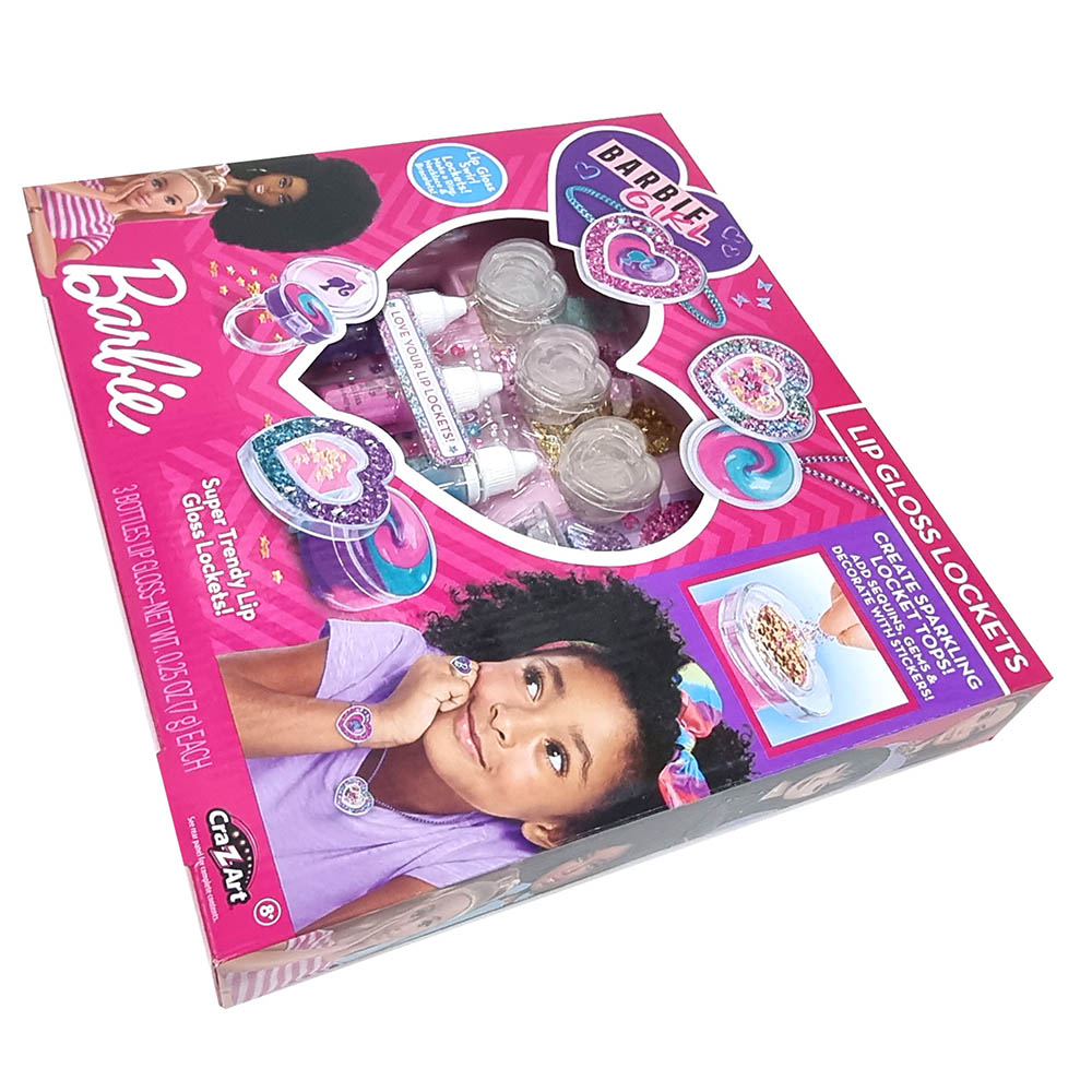 باربي - مجموعة ميداليات ملمع الشفاه على شكل قلب متلألئ