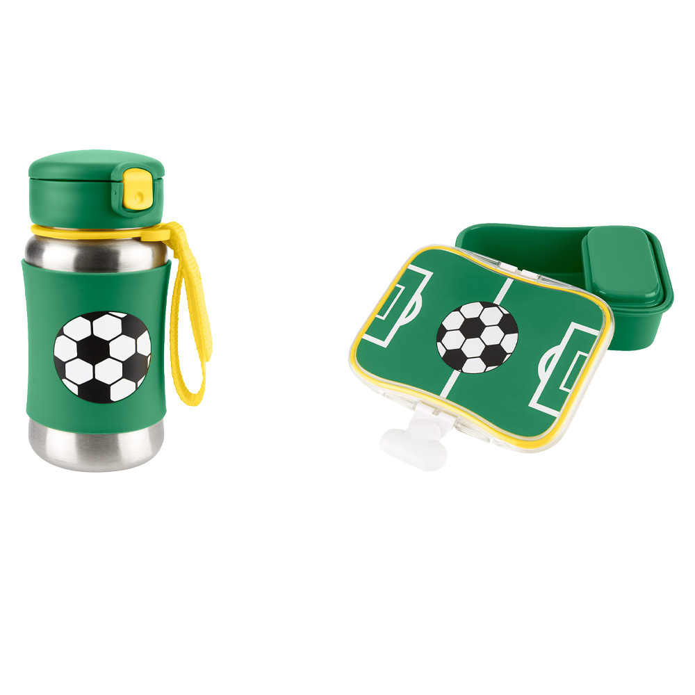 سكيب هوب - مجموعة غداء ستايل سبارك مع زمزمية بمصاصة معدنية - كرة قدم