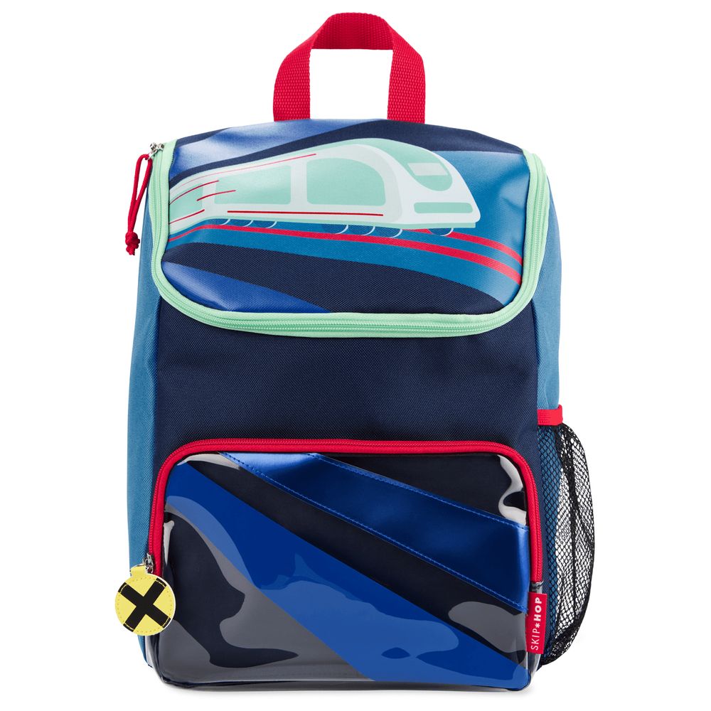 SkipHop - Spark Style Backpack - 12-Inch With 2-Compartment Bento Lunch Box, Stainless Steel Straw Bottle And Food Jar With Spork - Train