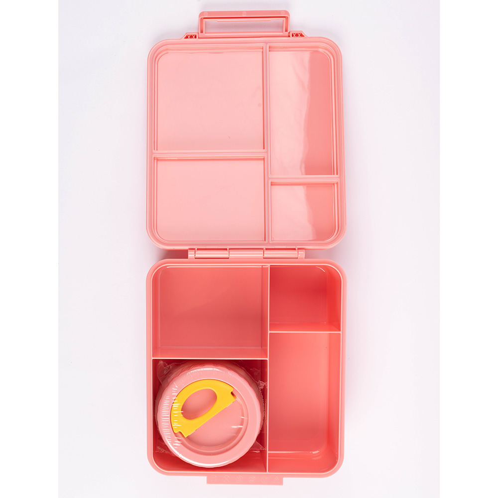 Cocobee - 4 Compartments Bento Lunch Box With Jar - Pink - 1.87 L