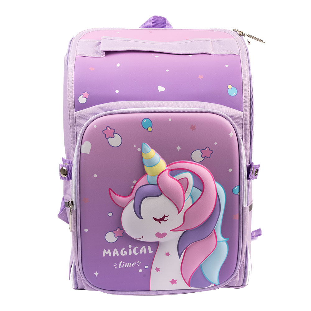 Cocobee - Cute Unicorn Printed Backpack, 15 Inches, Adjustable Straps - Purple
