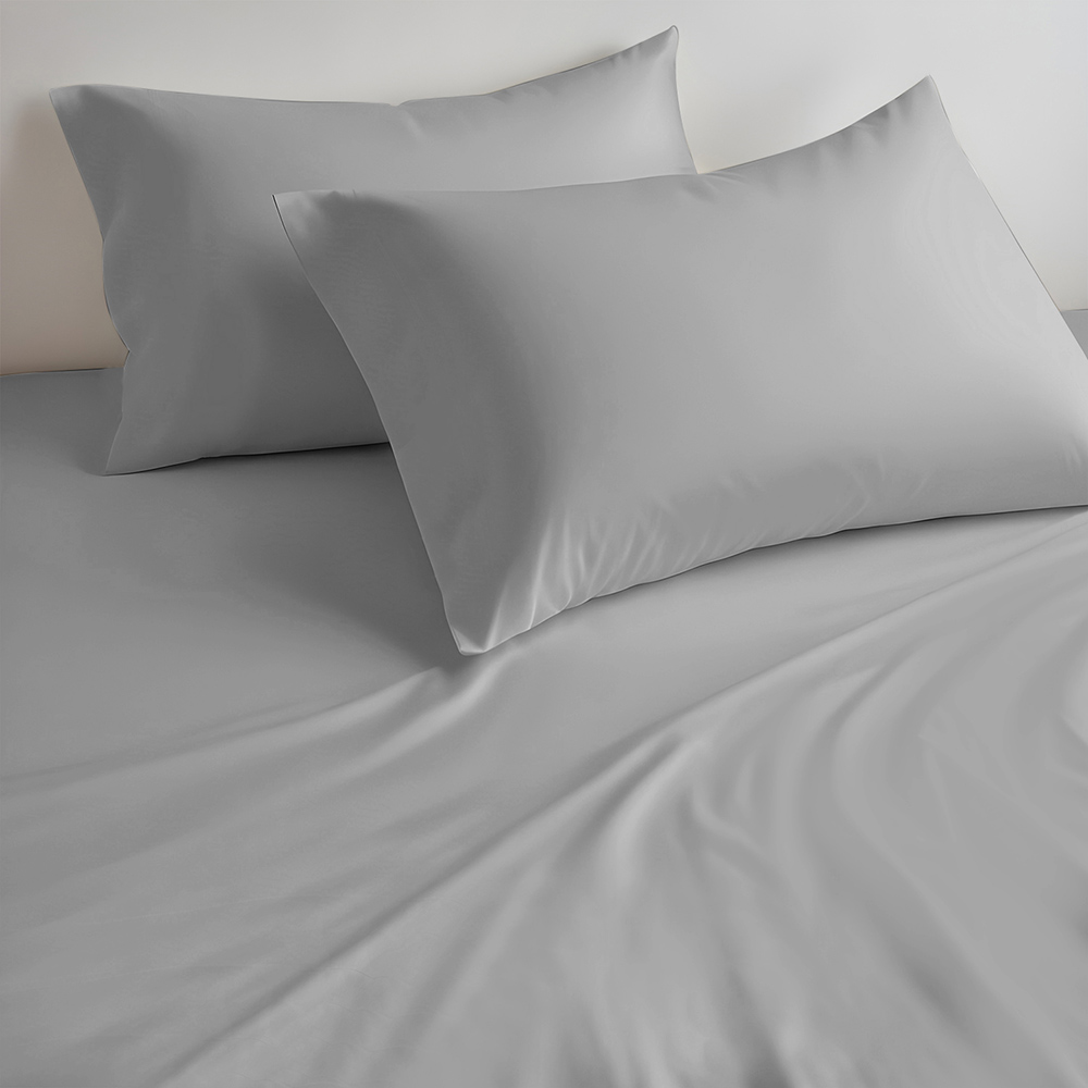 Cotton Home - Queen Size Fitted Bedsheet With 2 Pillow Case - Grey