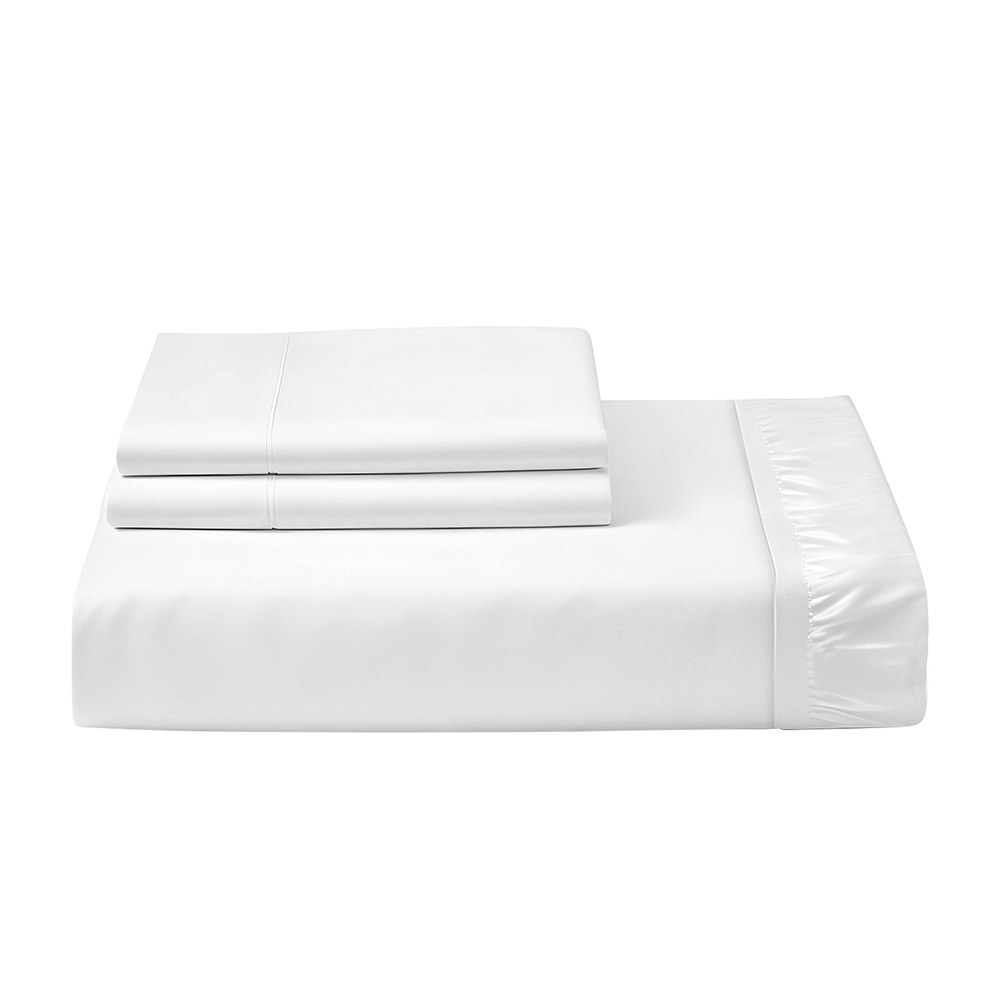 Cotton Home - King Size Fitted Bedsheet With 2 Pillow Case - White