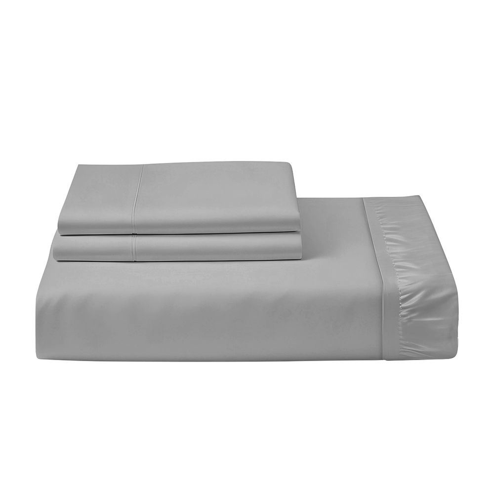 Cotton Home - King Size Fitted Bedsheet With 2 Pillow Case - Silver