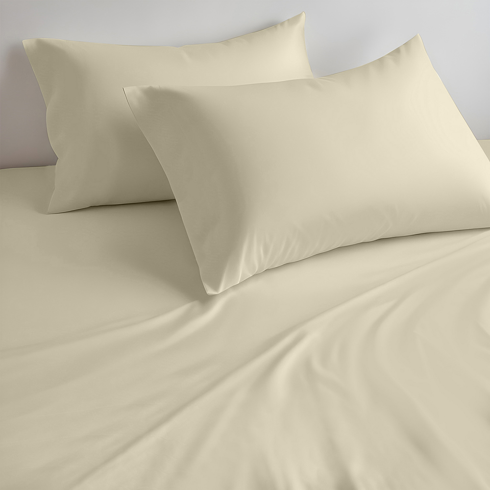 Cotton Home - King Size Fitted Bedsheet With 2 Pillow Case - Beige