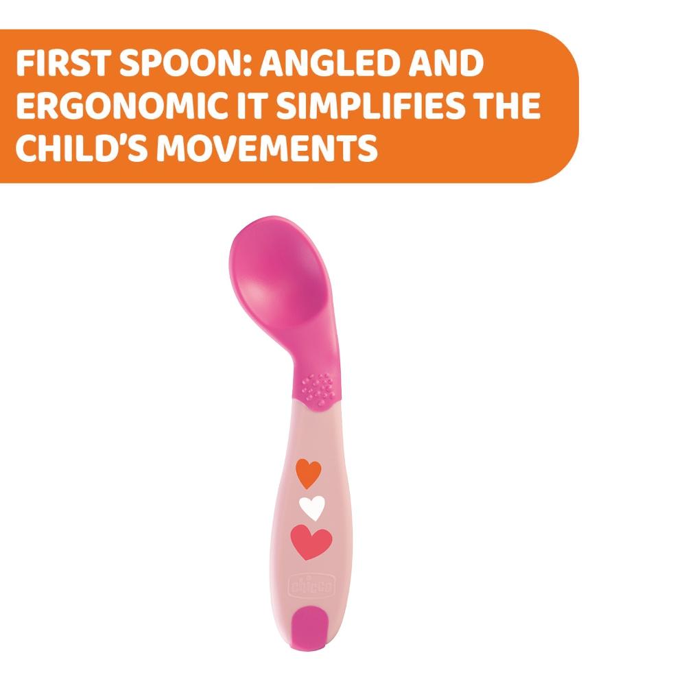 شيكو - الملعقة الأولى للطفل - 8 أشهر+ - زهري