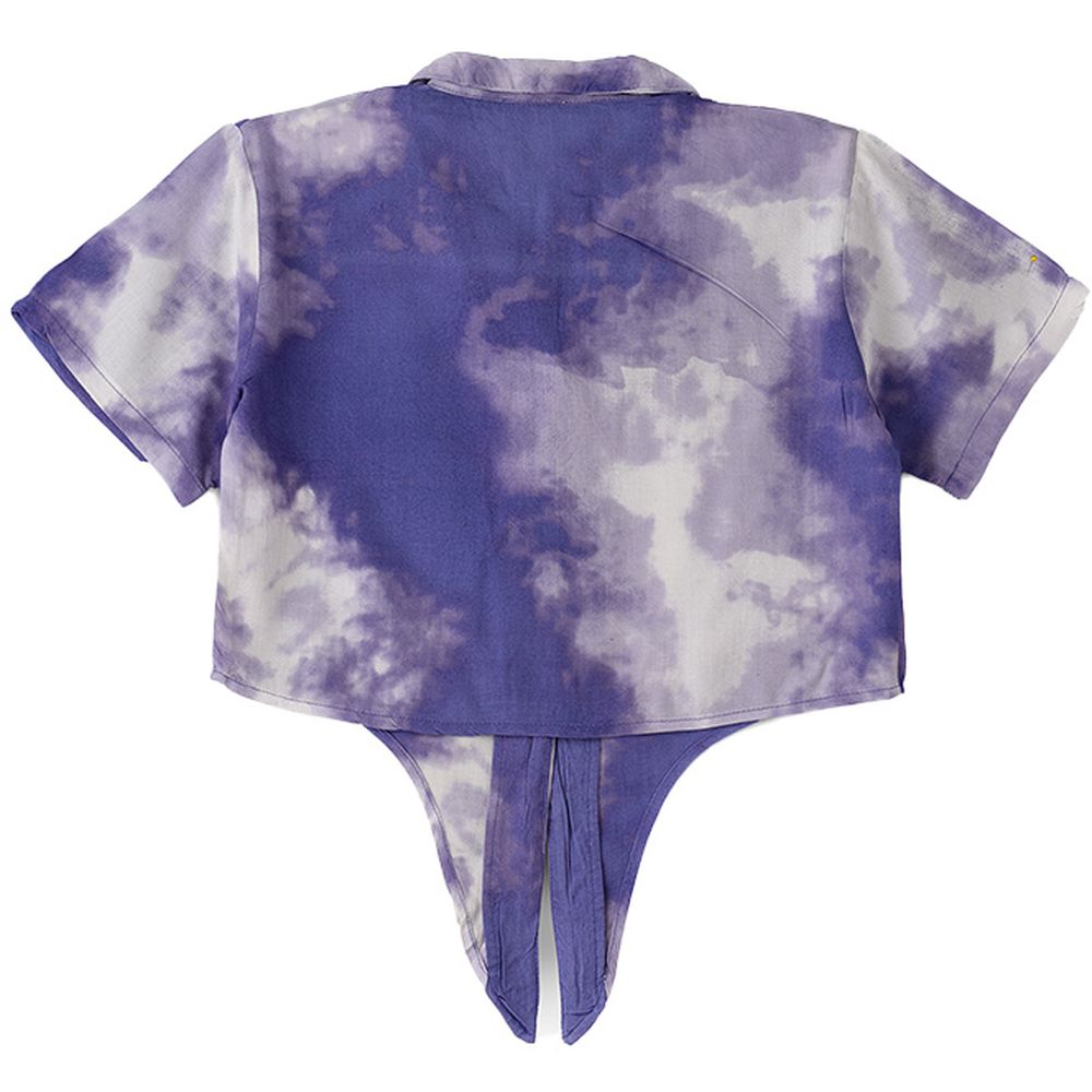 جيلين - بلوزة منسوجة ومصبوغة بالغمس للبنات - أزرق