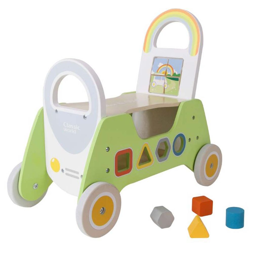 Classic World 2-In-1 Wooden Rider And Baby Walker