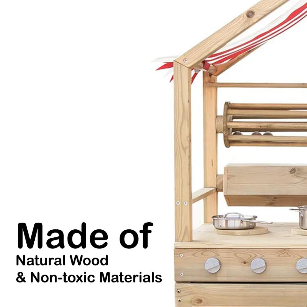 كلاسيك وورد - مطبخ خارجي خشبي من الطين مع شواية ومغسلة