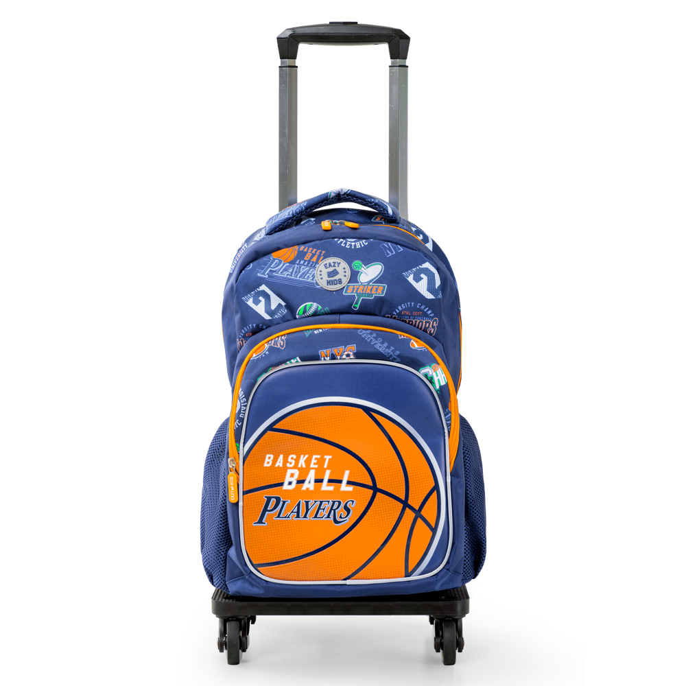 Eazy Kids - Boy's Backpack with Trolley, Pencil Case & Lunch Bag Set - Basket Ball