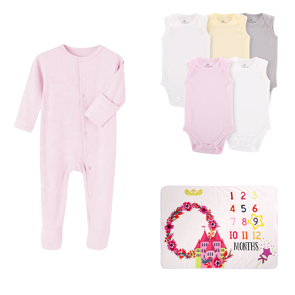 مجموعة هدايا شخصية للبنات من مجموعة كومفورت - من 3 إلى 6 أشهر - طقم من 3 قطع