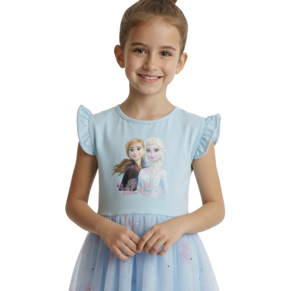 D' Daniela - Elsa & Anna Self Print Dress - Blue