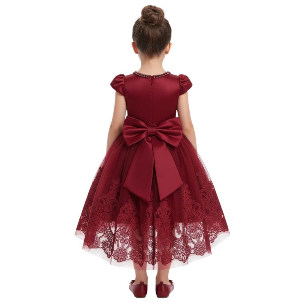 دي'دانييلا - فستان أميرات مطرز - أحمر