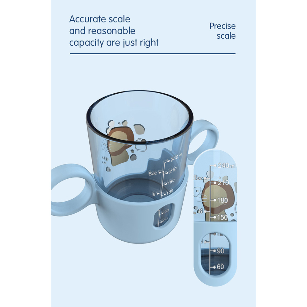 Generic - 2 - in - 1 Double Handled Sippy Cups With Spout And Straw - Blue - 240ml