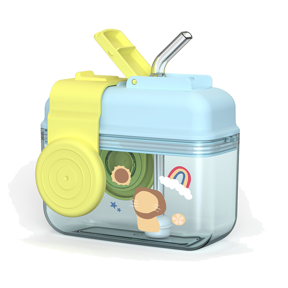 Generic - Small Camera Straw Bottle - Blue - 680ml