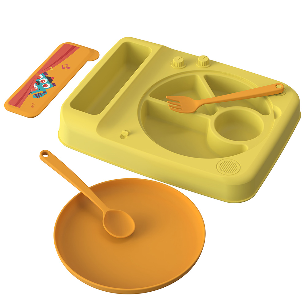 Generic - Children's Gramophone Food Plate Set - Yellow