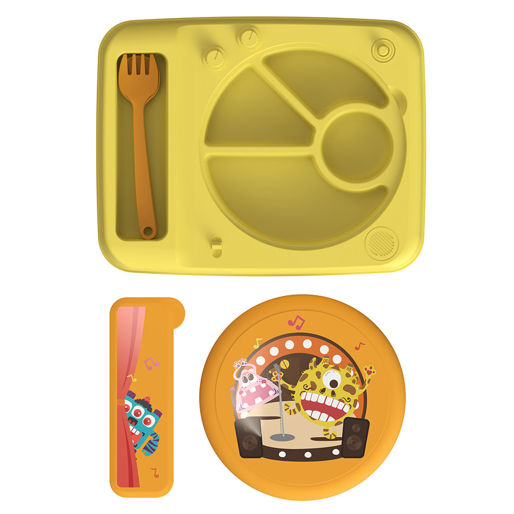 Generic - Children's Gramophone Food Plate Set - Yellow