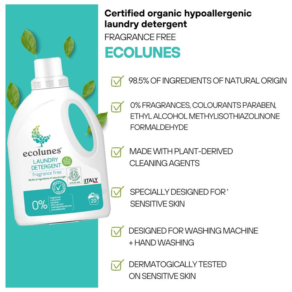 Ecolunes - Fragrance Free Laundry Detergent - 1000ml