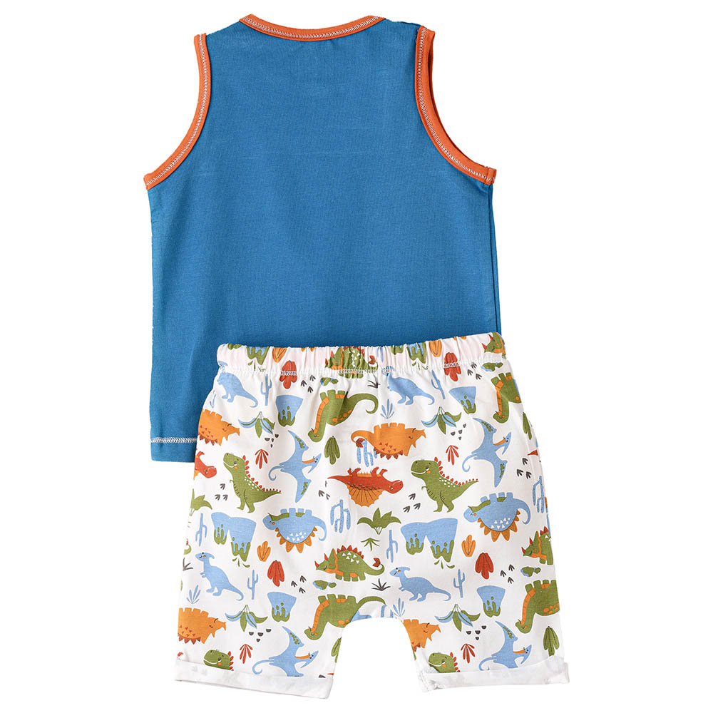 Elegant Kids - 2pc-Set - Boys Playful Print T-Shirt And Shorts - Blue
